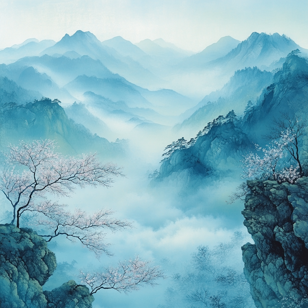 Hiroshige Inspired Mountain Mist Numbered painting kits