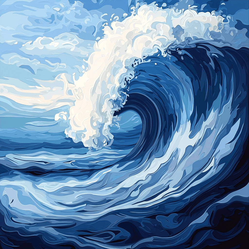 Hokusai Inspired Hokusai Wave Abstract DIY Paint By Numbers