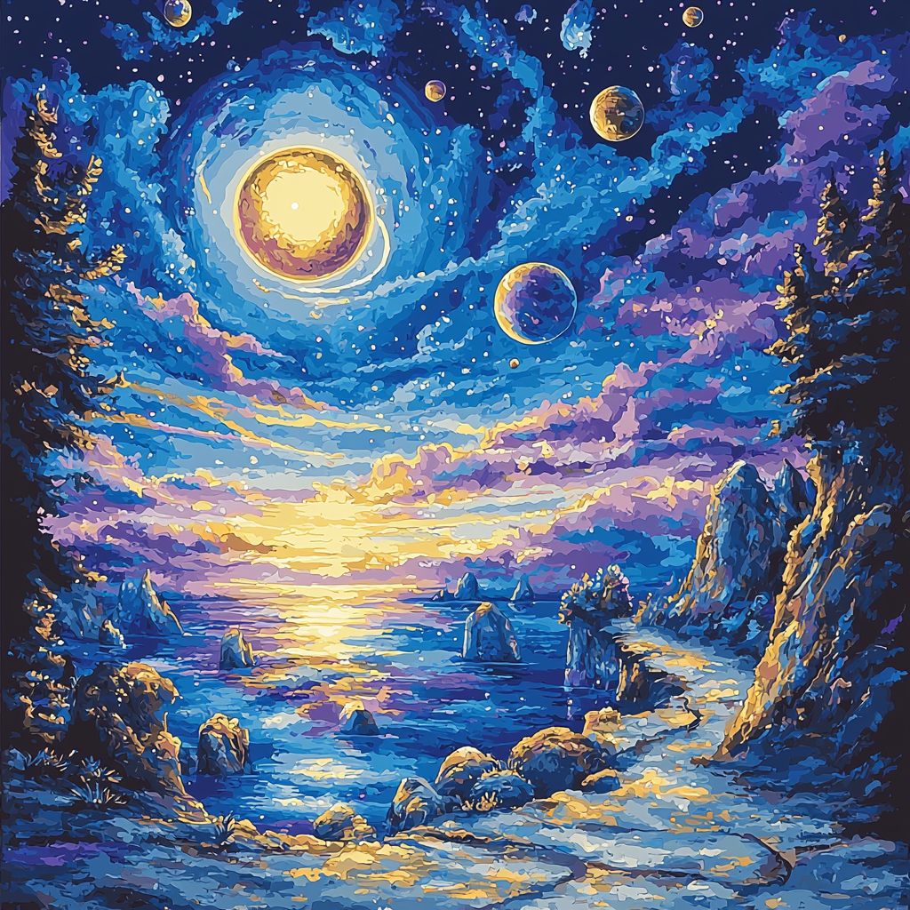 René Magritte Inspired Stellar Horizons Paint By Numbers Art