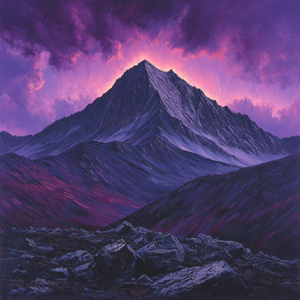 Frederick Varley Inspired Brooding Mountain Under Radiant Violet Sky Paint by numbers kits