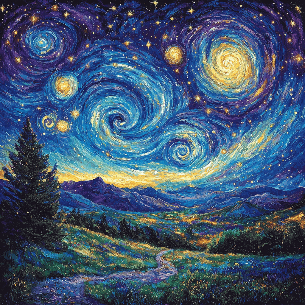 Vincent Van Gogh Inspired Cosmic Nightscape Painting By Numbers Kit