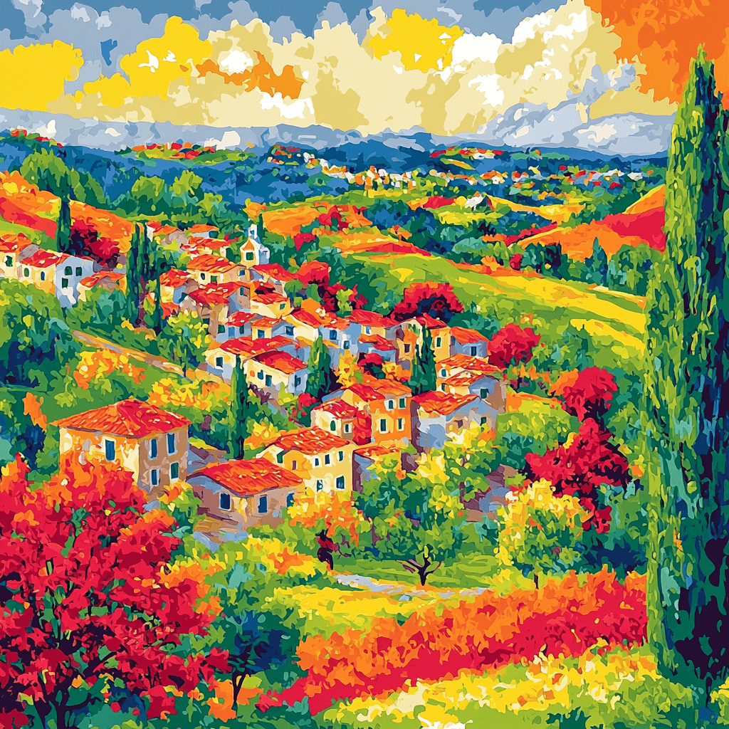 Paul Cézanne Inspired Vibrant Villages Paint By Number