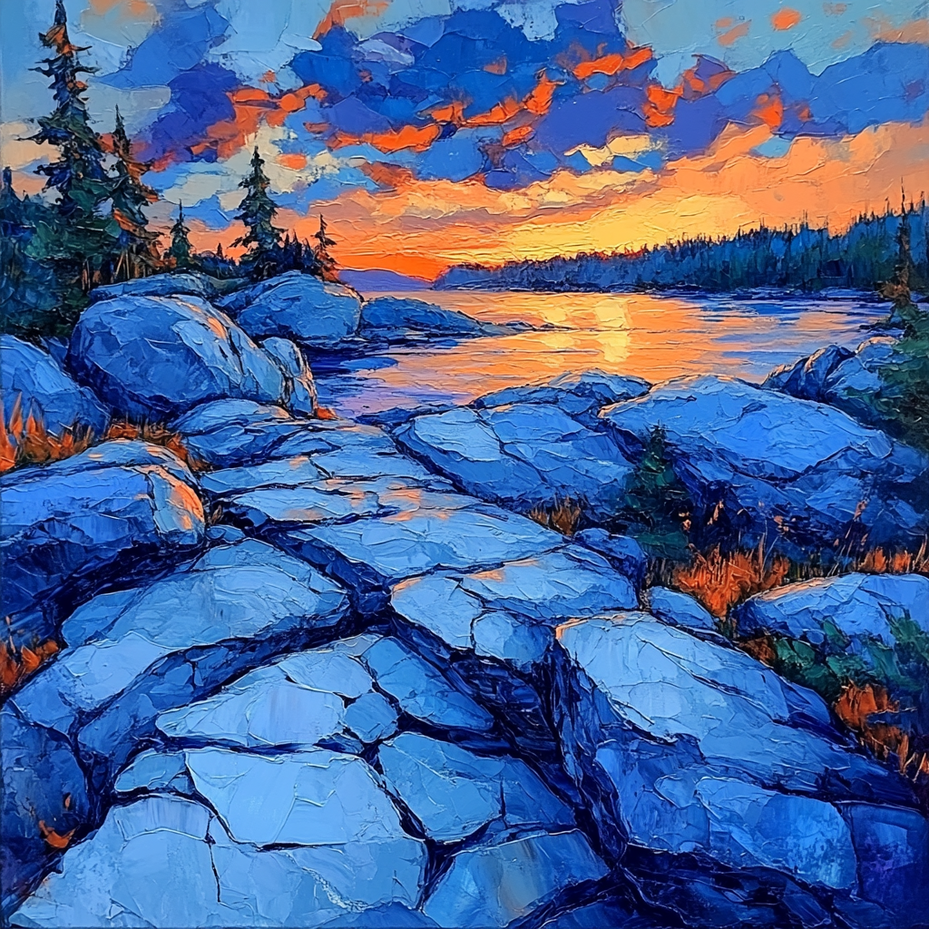 A.Y. Jackson Inspired Rugged Shield Rocks DIY paint by numbers