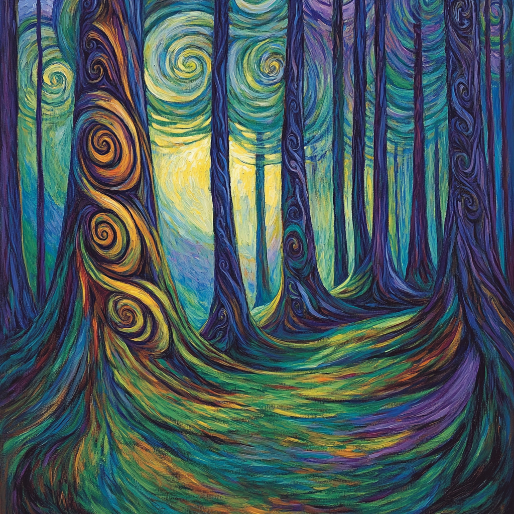 Emily Carr Inspired Cathedral Grove Reverie paint by numbers