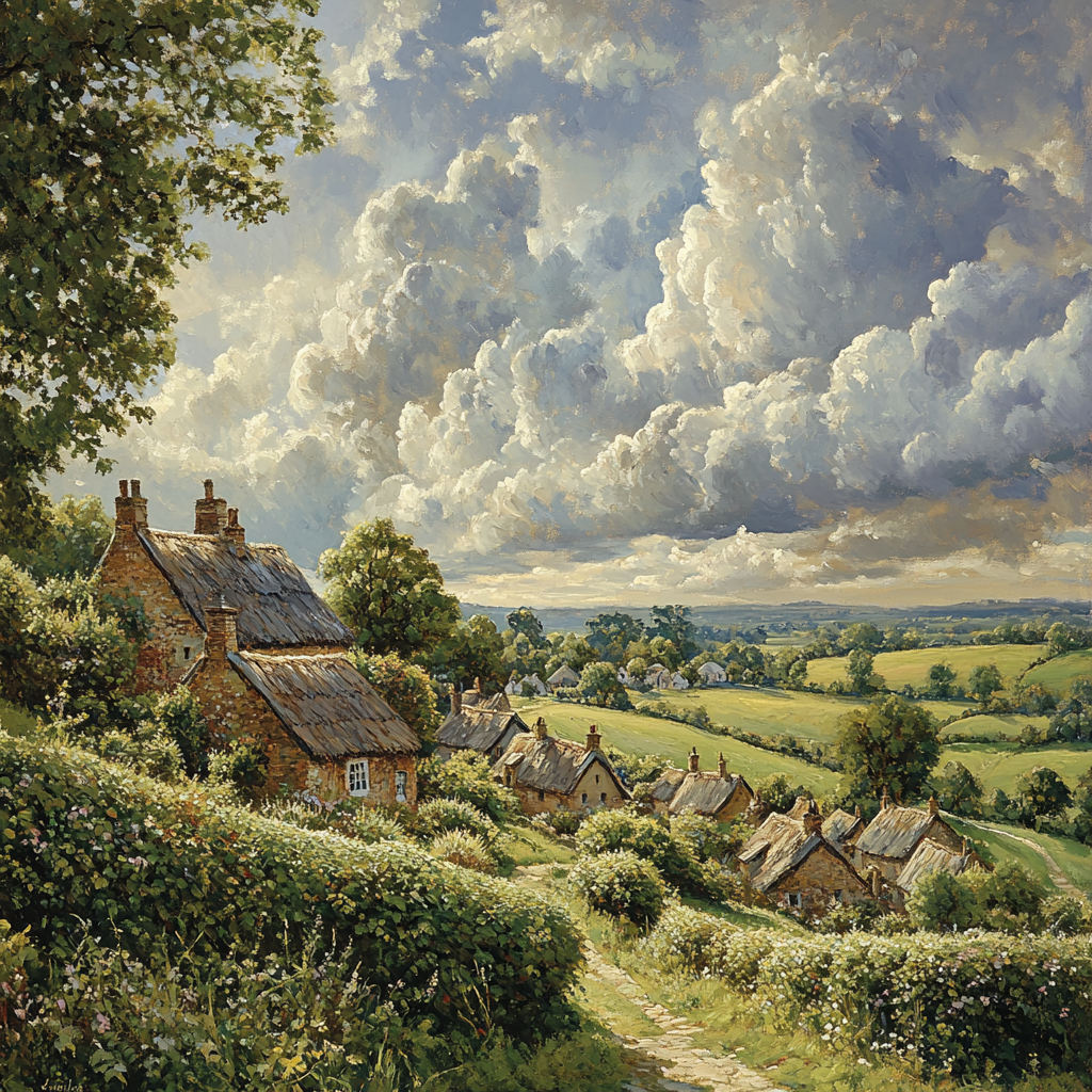 John Constable Inspired Countryside Village Number painting