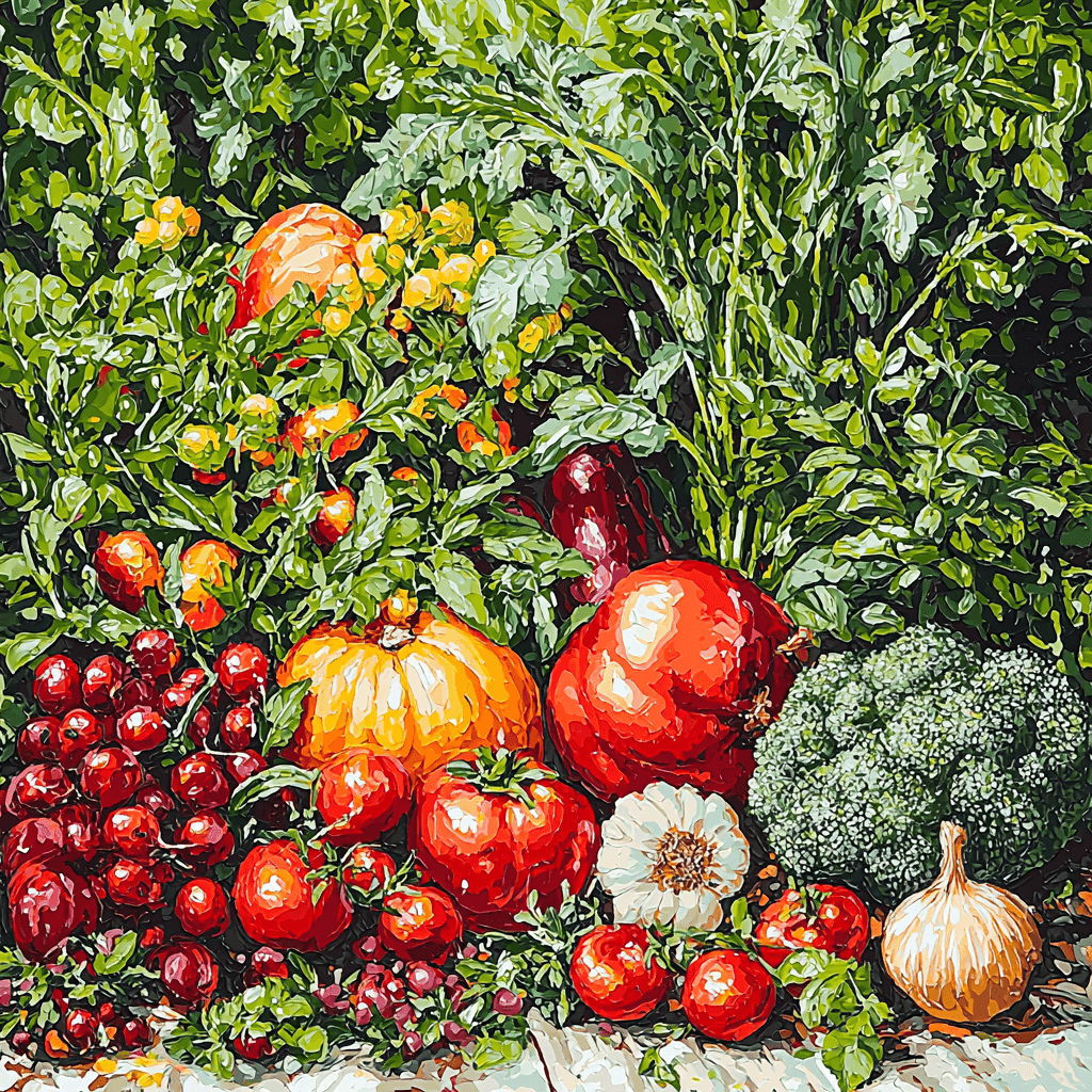Chardin Inspired Vibrant Veggie Patch DIY Paint By Numbers