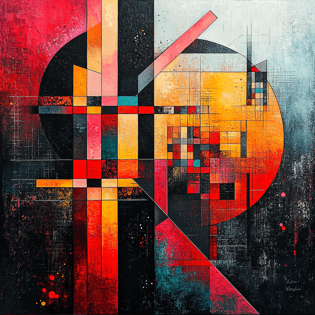 Wassily Kandinsky Inspired Urban Geometry In Red Paint By Numbers