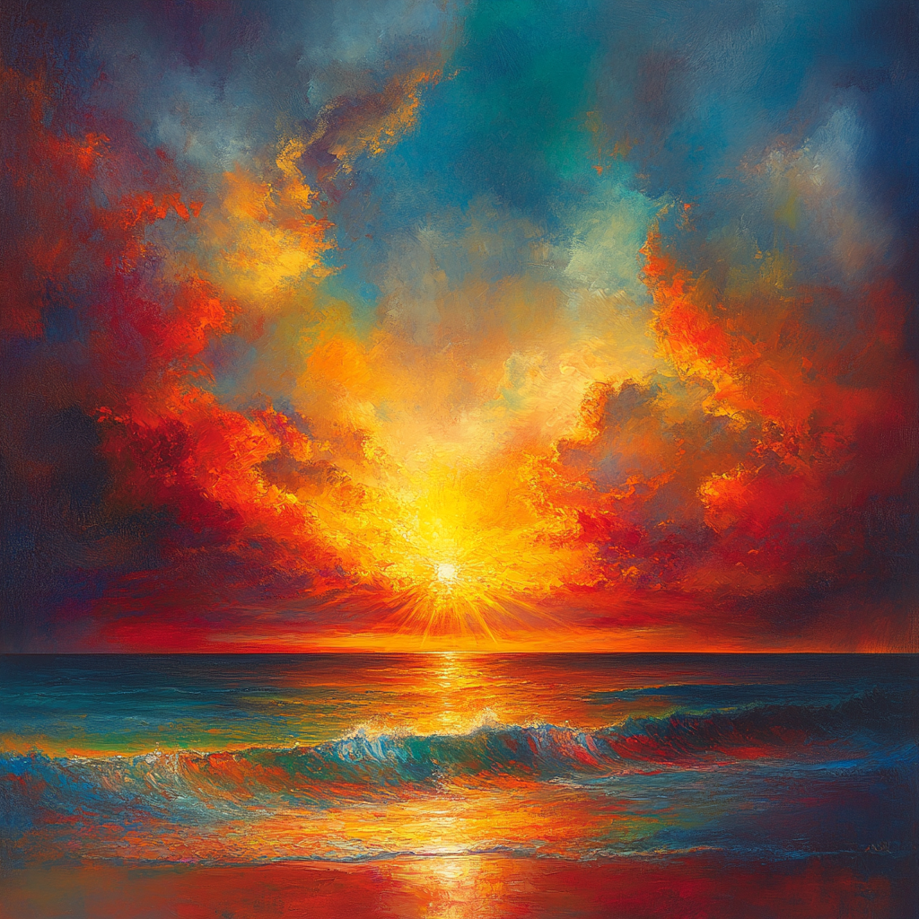J.M.W. Turner Inspired Dramatic Sunrise Over Ocean painting number kit