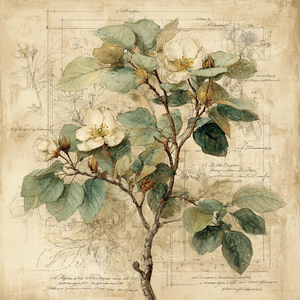 Leonardo Da Vinci Inspired Botanical Study painting number kit