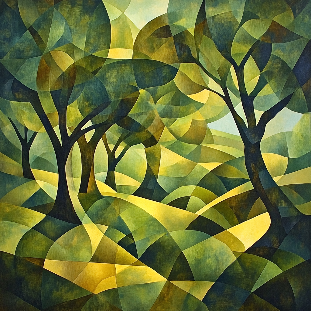 Pablo Picasso Inspired Angular Olive Grove Abstraction DIY paint by numbers