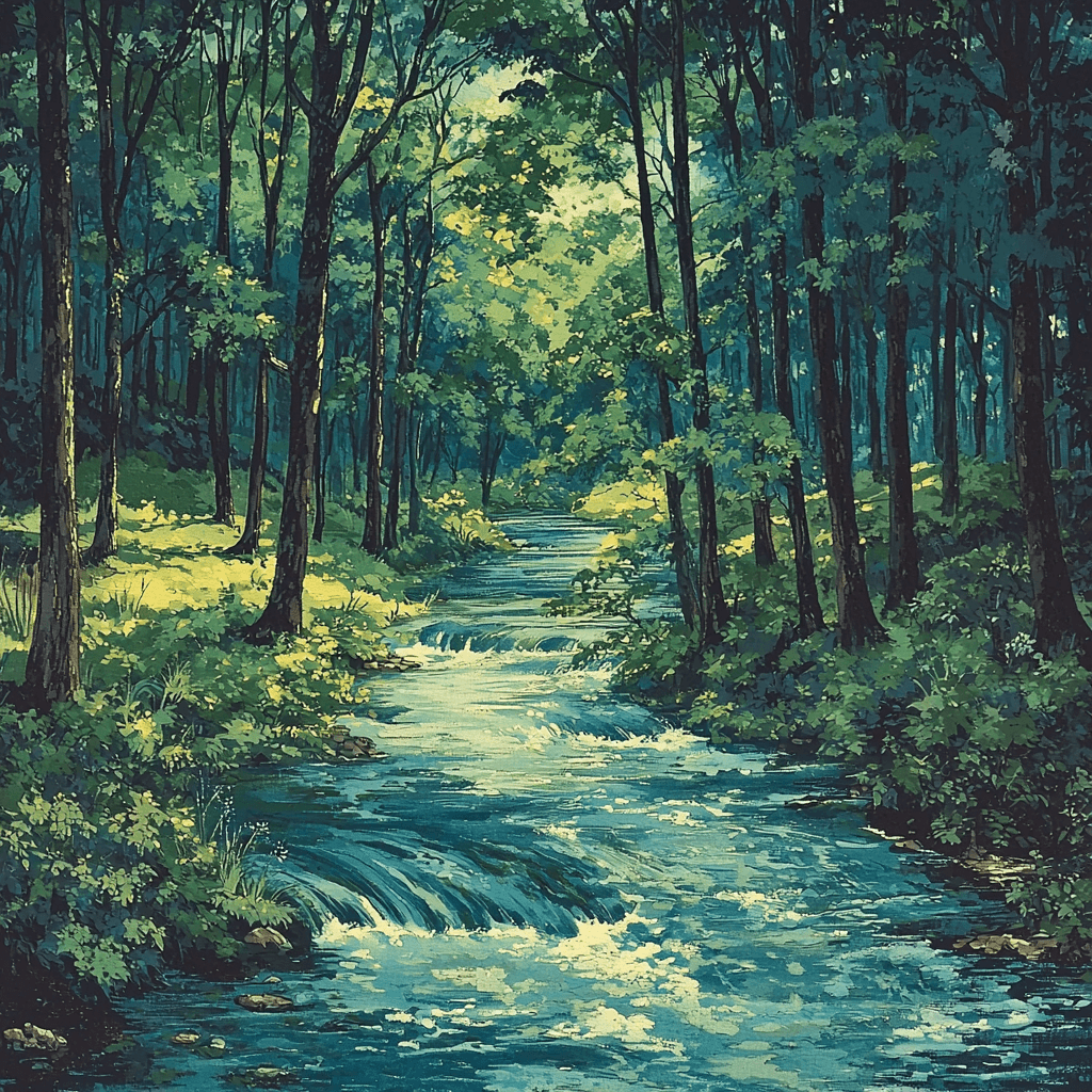 Utagawa Hiroshige Inspired Whispering Stream Paint By Numbers