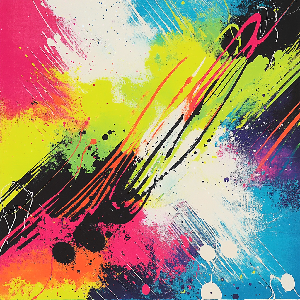 Jackson Pollock Inspired Electric Field Of Neon Drips Painting by numbers kit