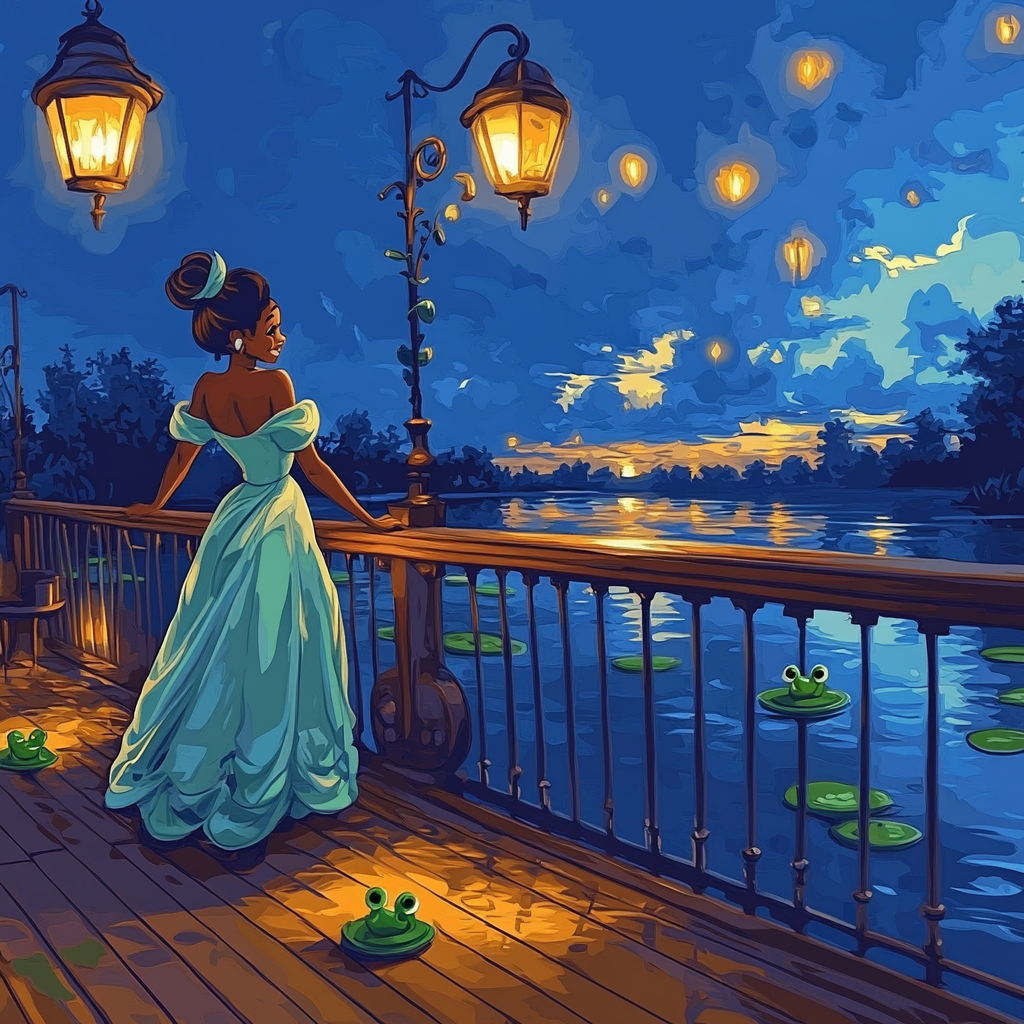 Tiana Riverboat Evening paint by number