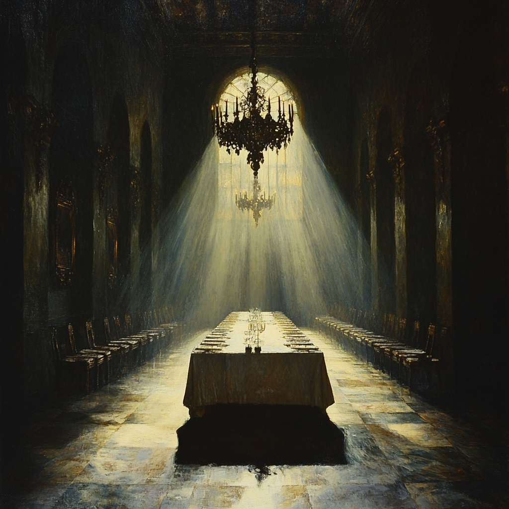 Caravaggio Inspired Blindfolded Feast paint by color