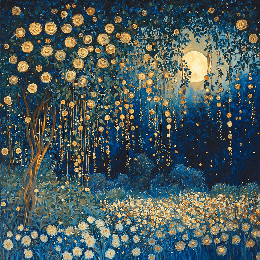 Gustav Klimt Inspired Midnight Garden Serenade Numbered Painting Kits