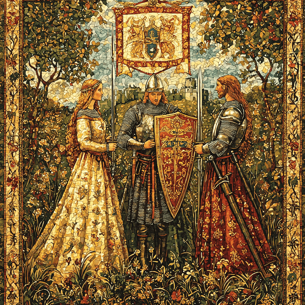 Illuminated Manuscript Style Inspired Inspired Medieval Court Intrigue Number Painting