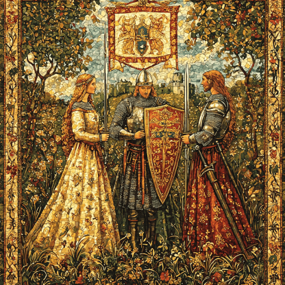 Illuminated Manuscript Style Inspired Inspired Medieval Court Intrigue Number Painting