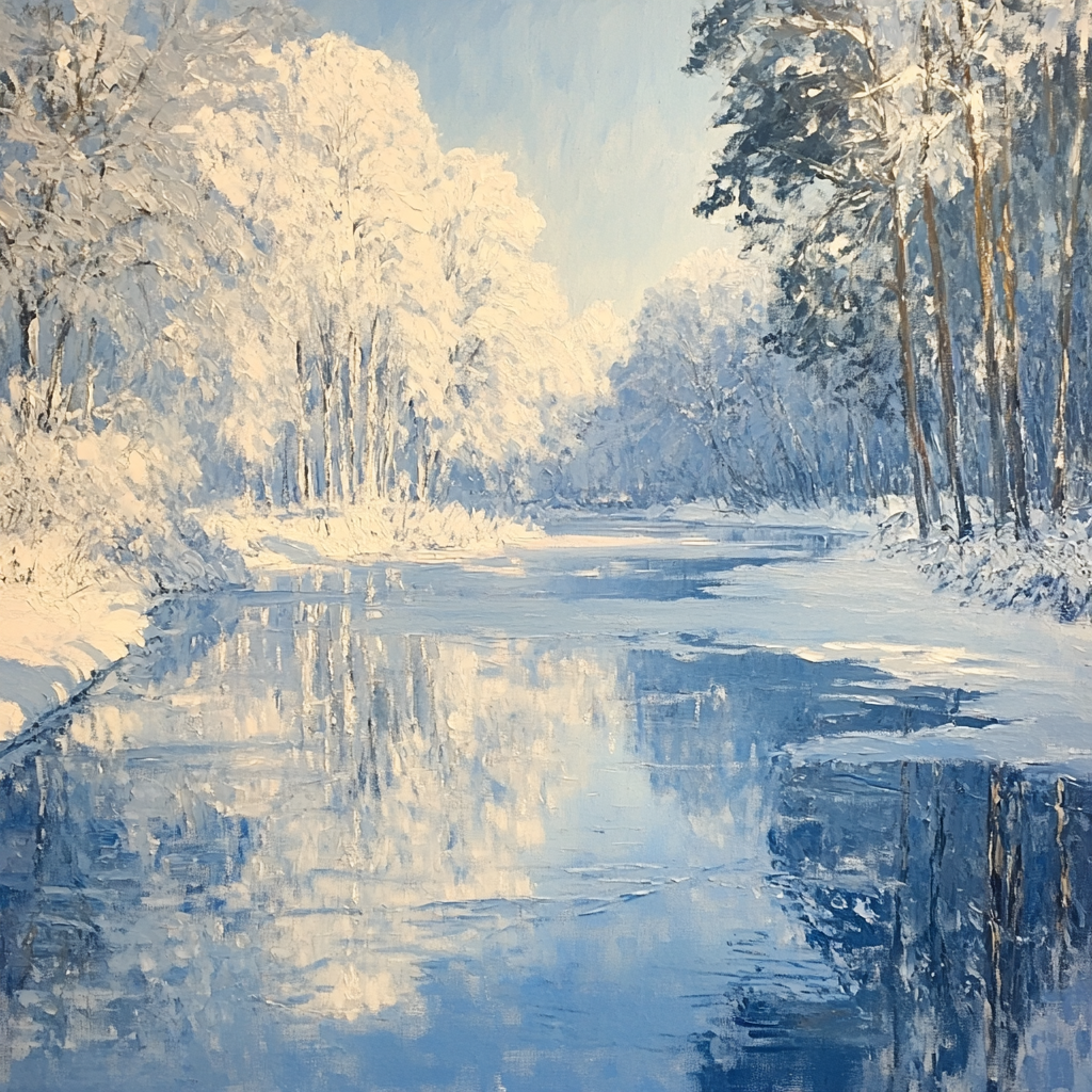 Claude Monet Inspired Winter Pond painting number kit