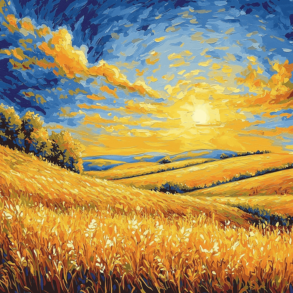 Vincent Van Gogh Inspired Van Gogh's Harvest Sunset Paint By Numbers