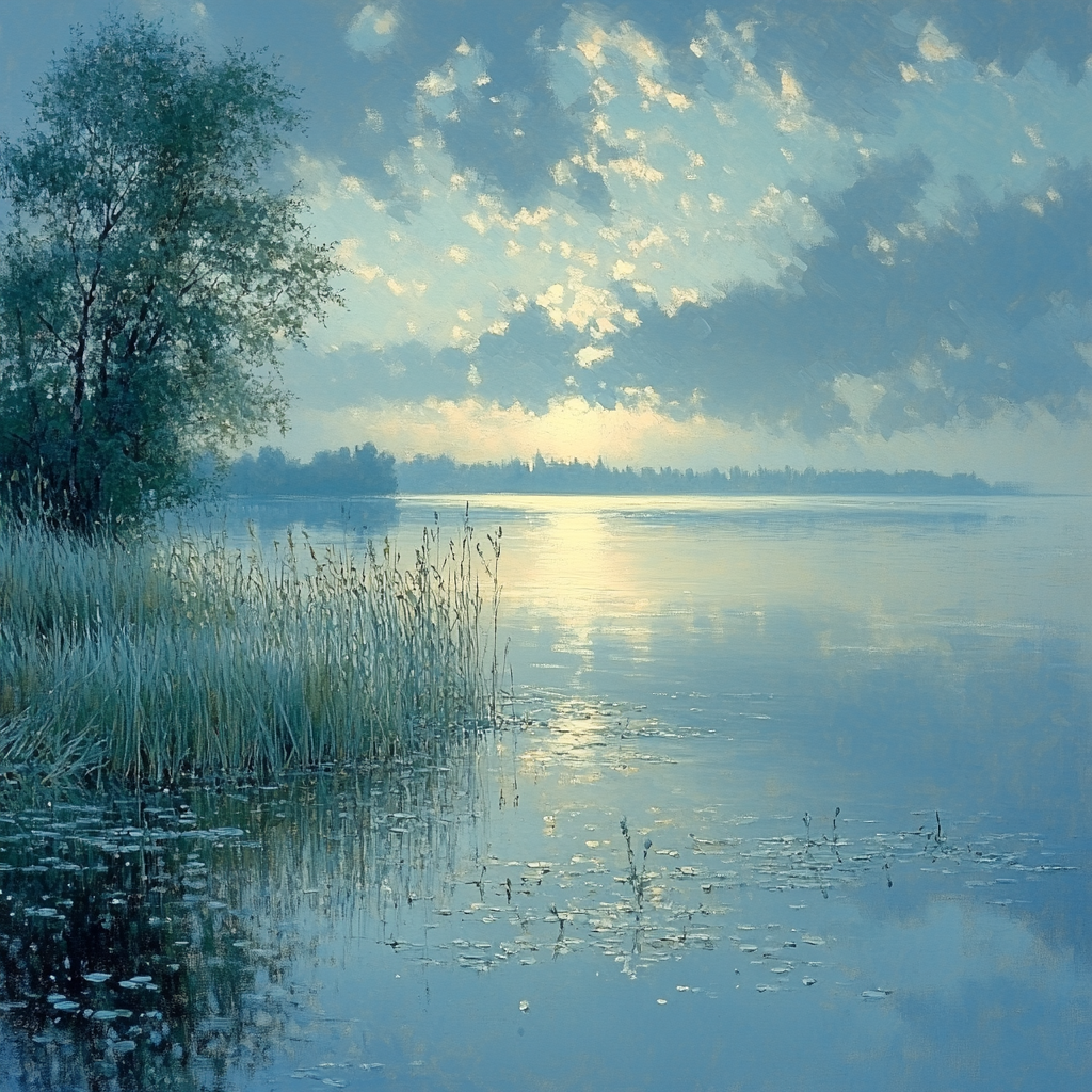 Monet Inspired Misty Lakeshore paint by color