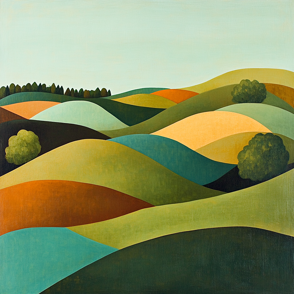 Paul Cézanne Inspired Geometric Hills paint by number