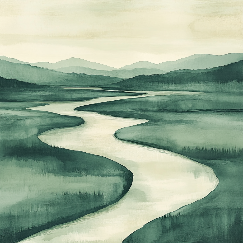 Zhao Mengfu Inspired River Of Ink Tranquility paint by numbers