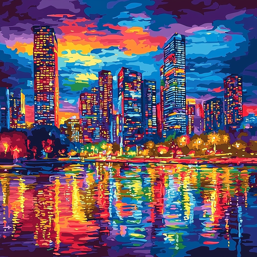 Roy Lichtenstein Inspired Vibrant Citylights Painting Number Kit