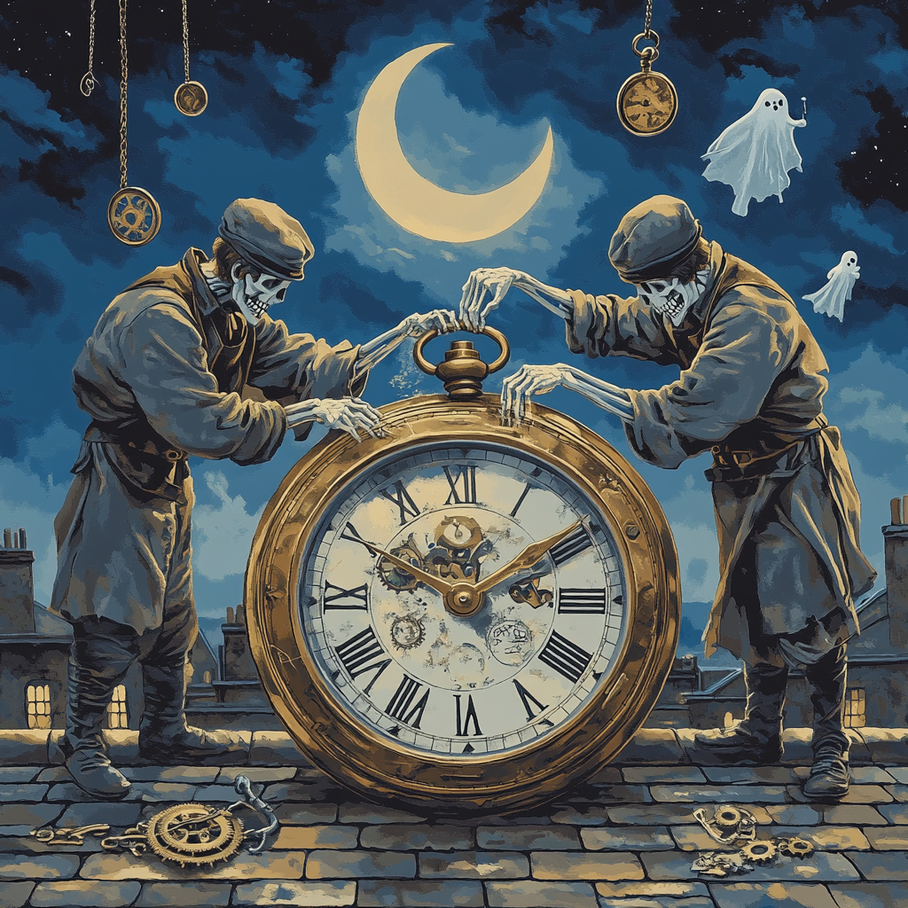 Clockmaker Skeletons Midnight Repair painting number kit