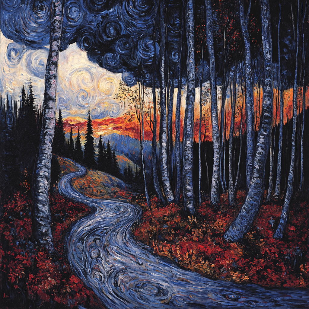 Edvard Munch Inspired Emotional Forest Number painting