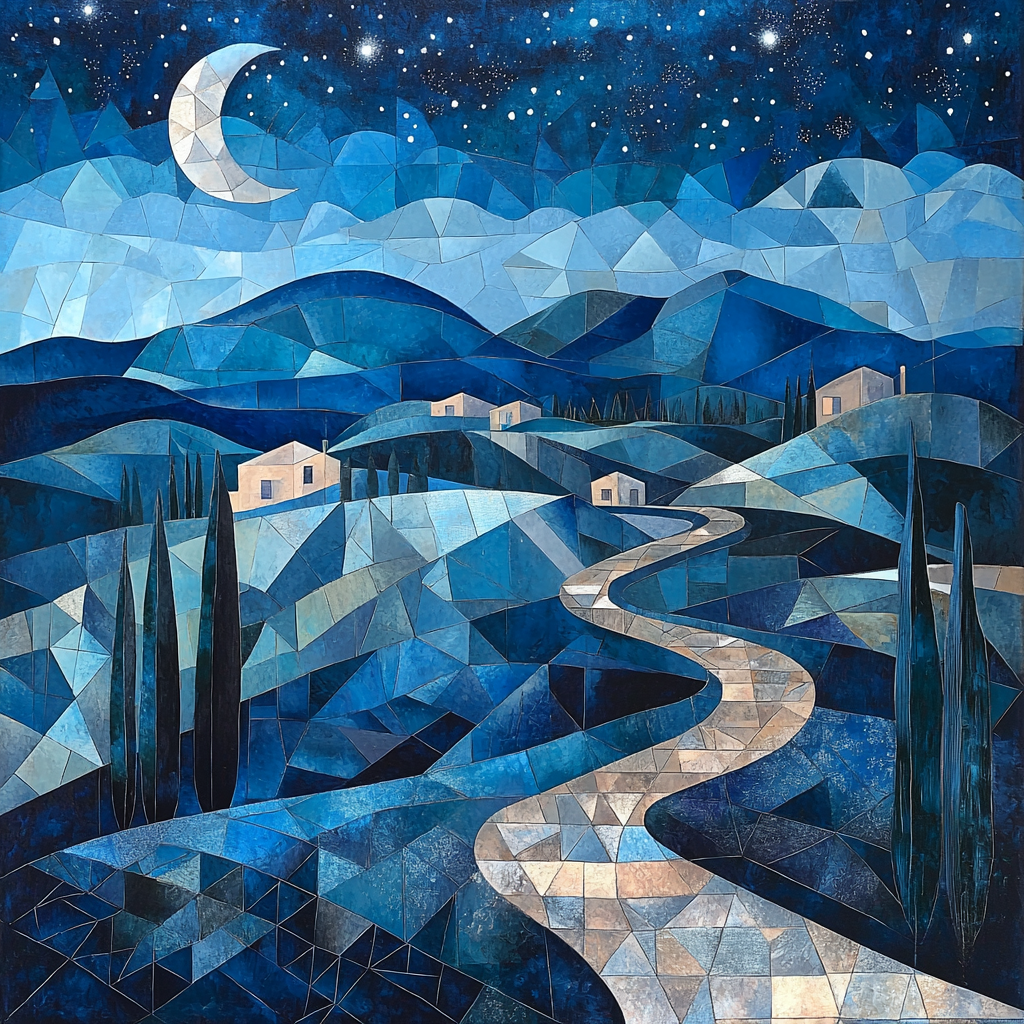 Paul Cézanne Inspired Geometric Moonlit Serenity Paint By Color