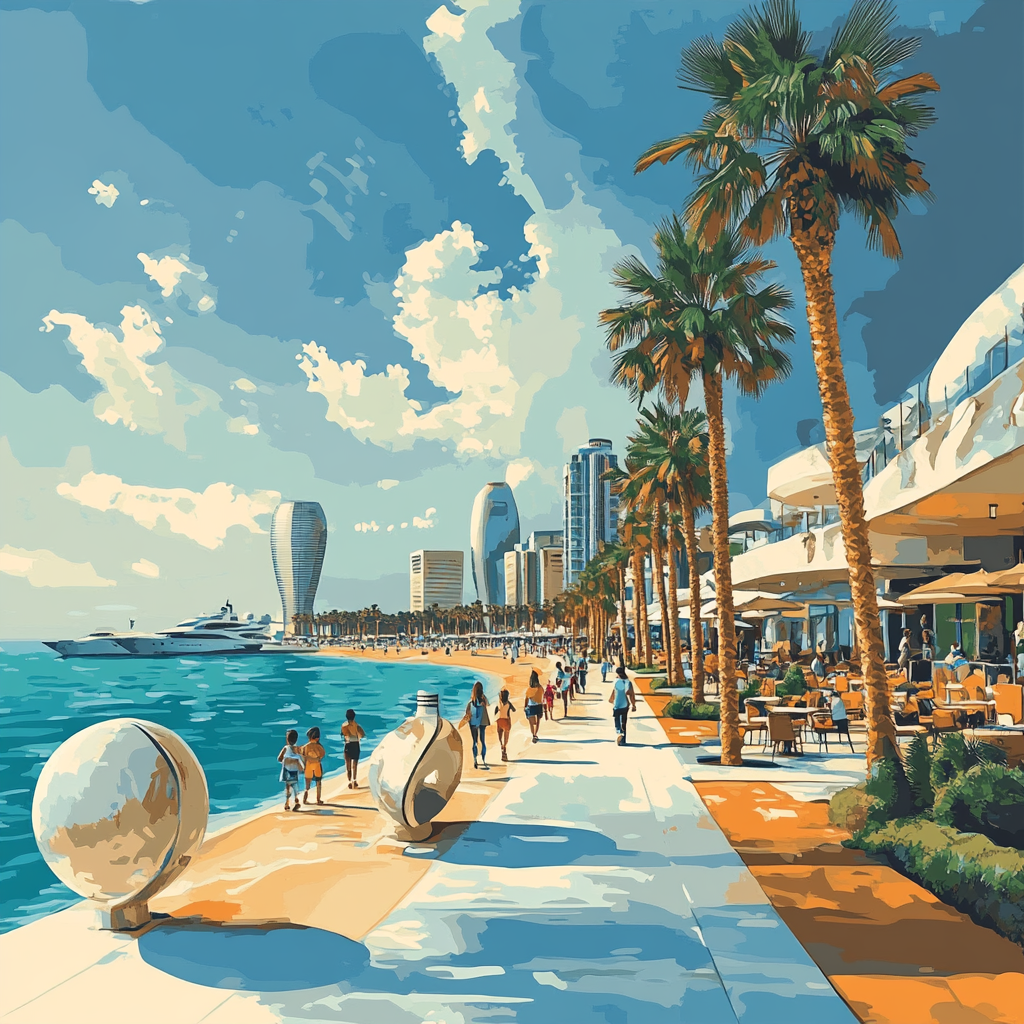 Jumeirah Beach Walk Modern Promenade Dubai United Arab Emirates Paint by numbers art