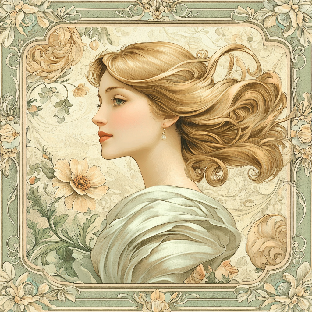 Alphonse Mucha Inspired Floral Poster paint by numbers