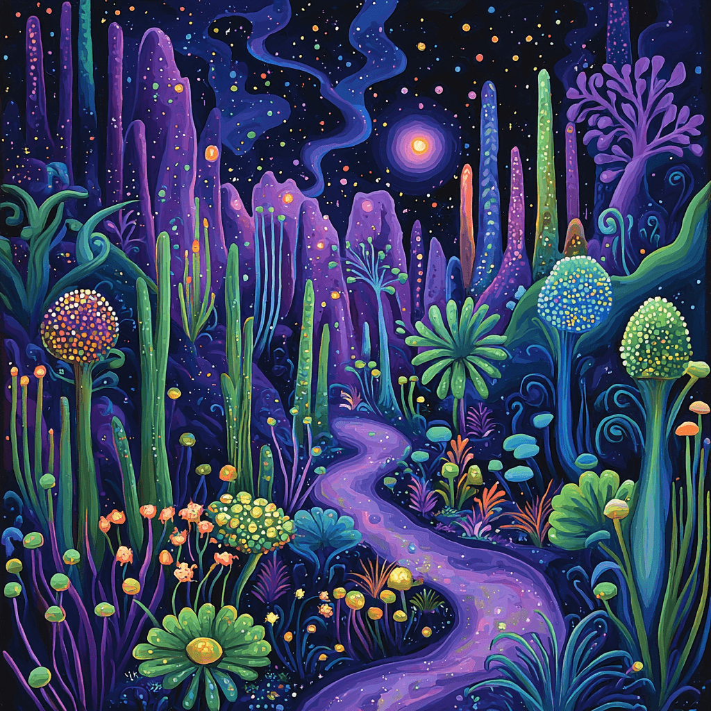 Fantasy Illustrator Inspired Inspired Cosmic Jungle Expedition Number Painting