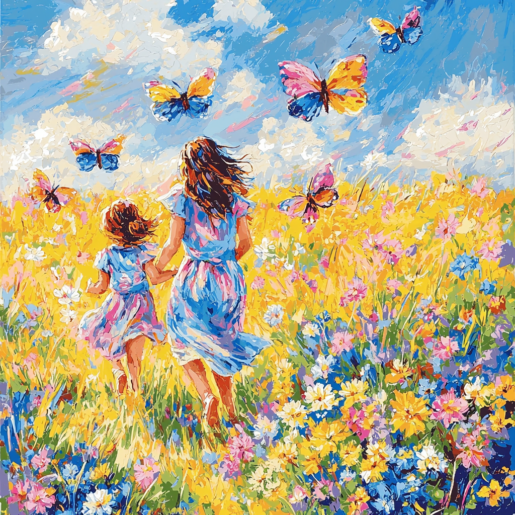 Chasing Butterflies With Mom Painting Number Kit