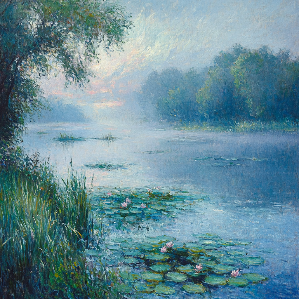 Monet Inspired Misty Morning Lake painting number kit