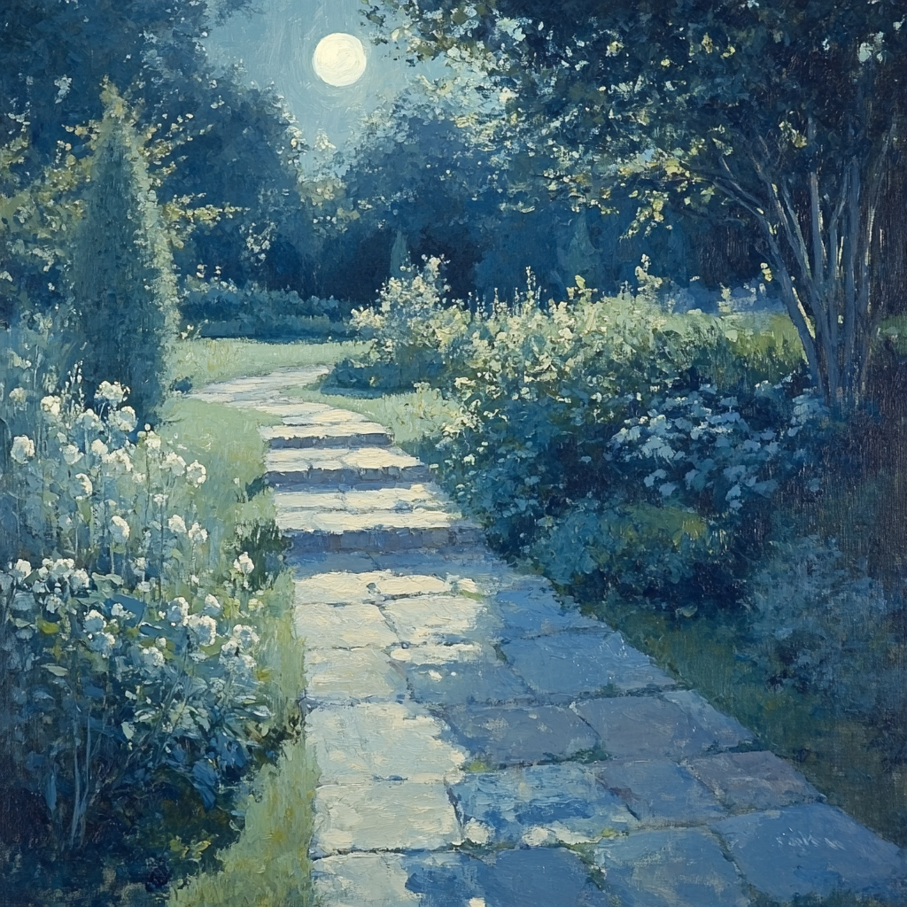 Whistler Inspired Moonlit Garden paint by number