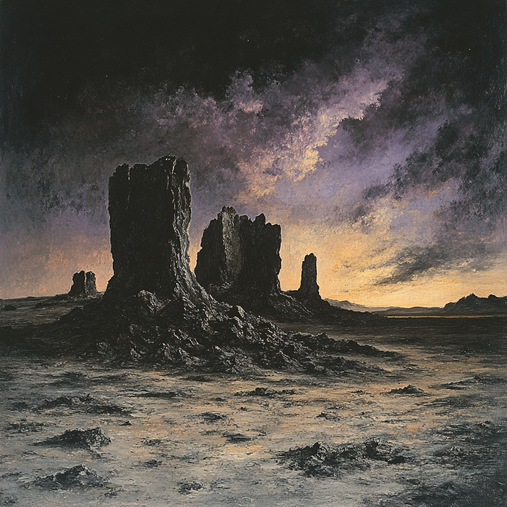 Francisco Goya Inspired Weathered Rocks At Dusk DIY paint by numbers