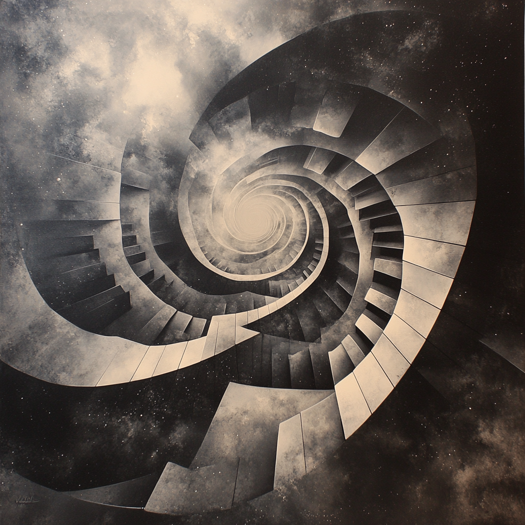 M.C. Escher Inspired Infinite Staircase Nebula Numbered painting kits
