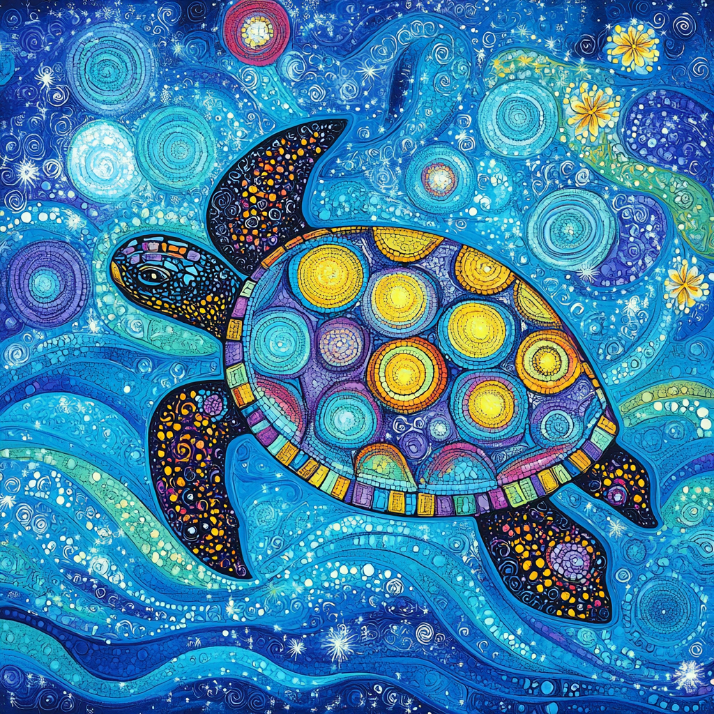 Norval Morrisseau Inspired Turtle Of The Celestial Waters painting number kit