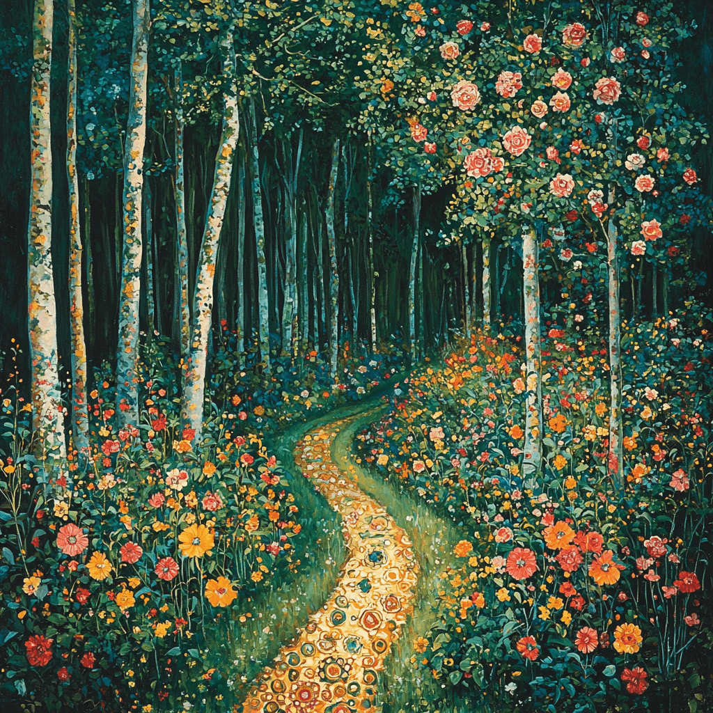 Klimt Inspired Vibrant Forest Path DIY Paint By Numbers