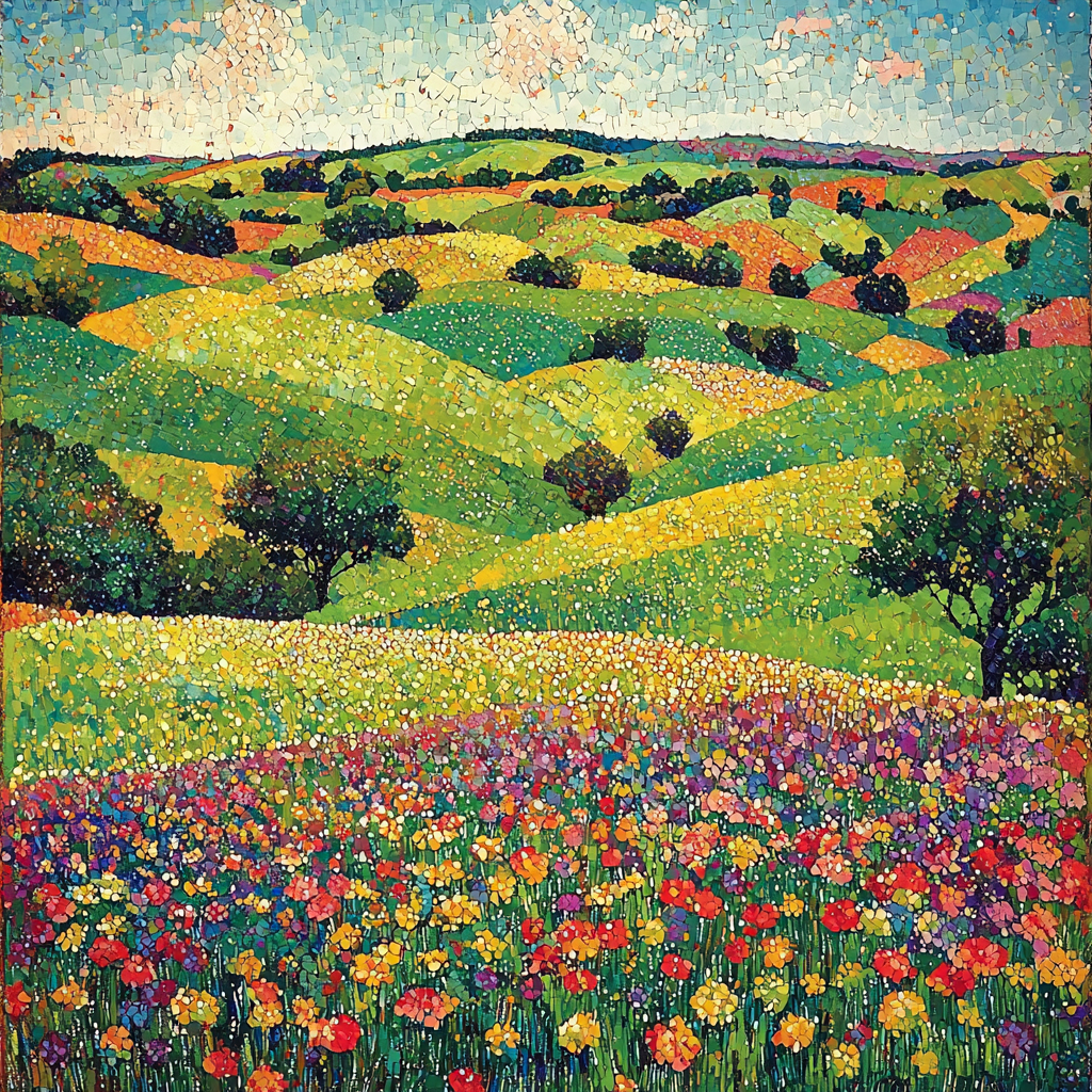 Georges Seurat Inspired Verdant Fields DIY Paint By Numbers