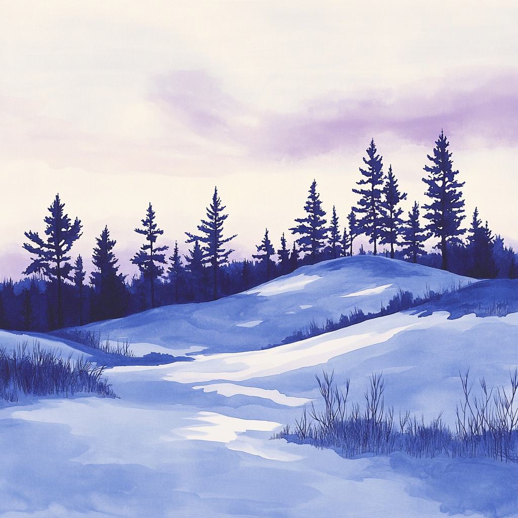 Franklin Carmichael Inspired Winter Pines And Indigo Snowfields paint by numbers