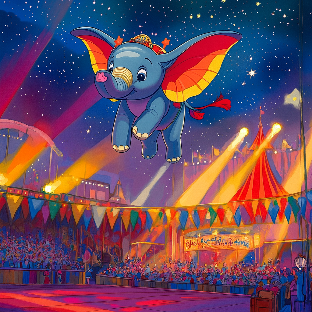 Dumbos Circus Night Flight painting number kit