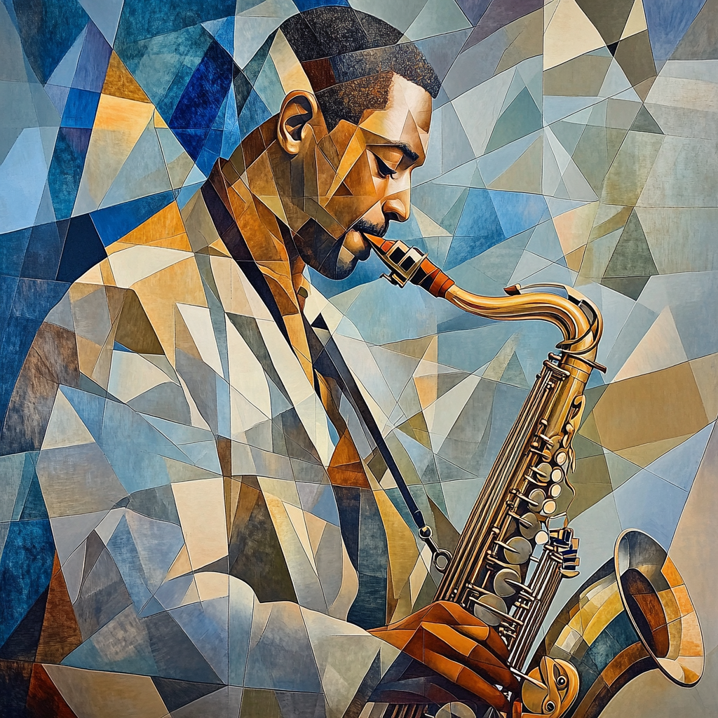 Picasso Inspired Cubist Portrait Of A Musician paint by number