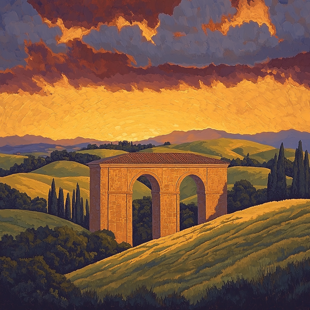 Raphael Inspired Idealized Renaissance Archway At Dusk paint by numbers