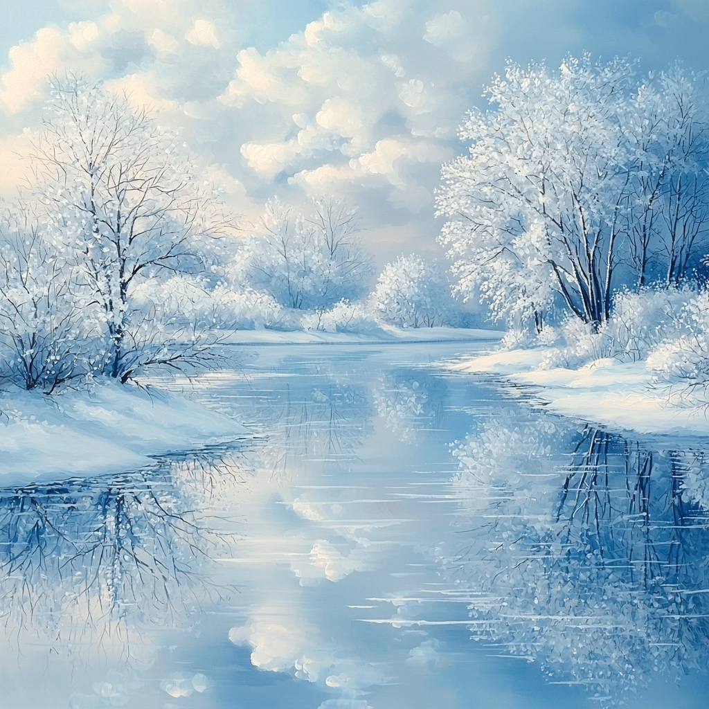 Isaac Levitan Inspired Frosted Reflections Numbered Painting Kits