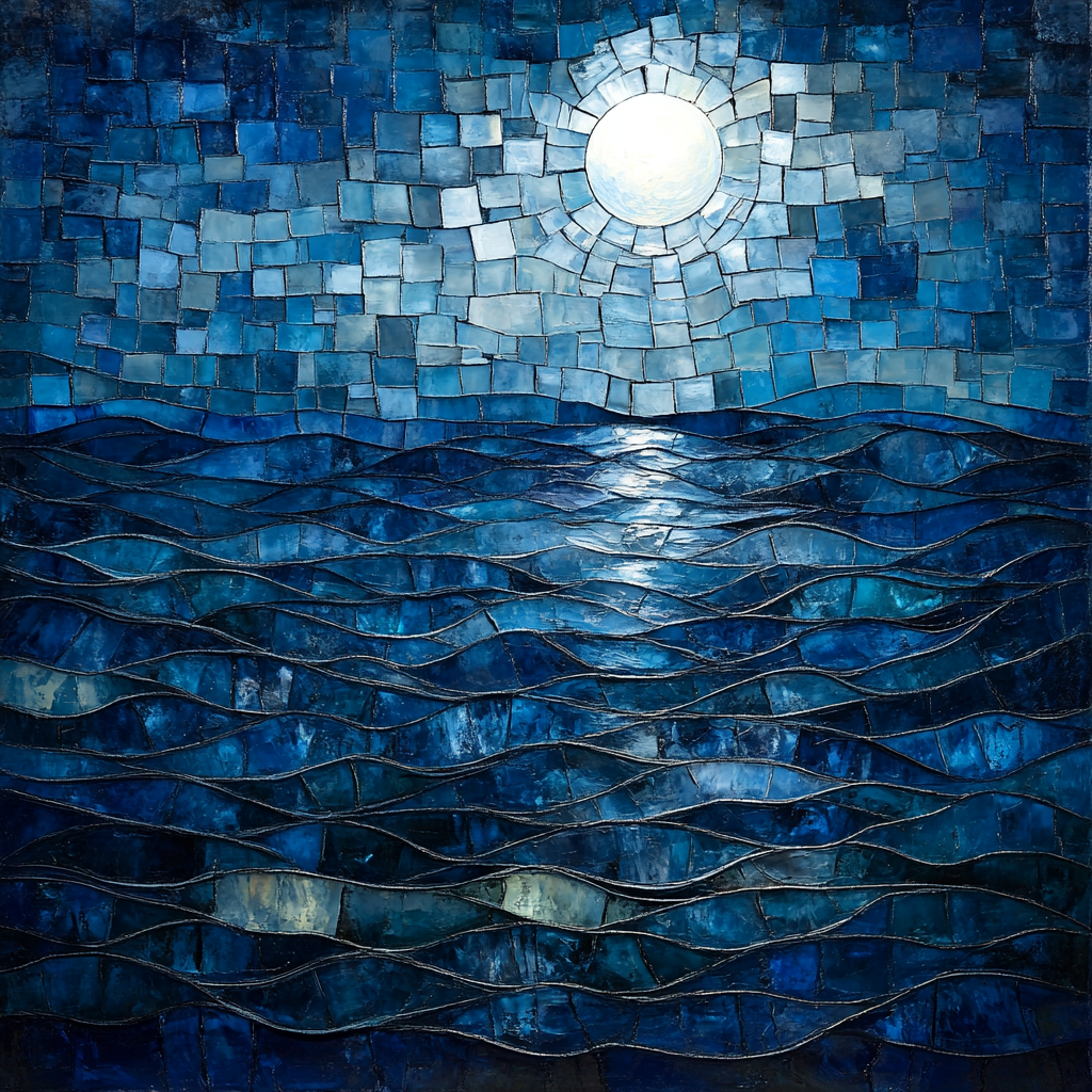 Jean-Paul Riopelle Inspired Textured Midnight Ocean paint by number