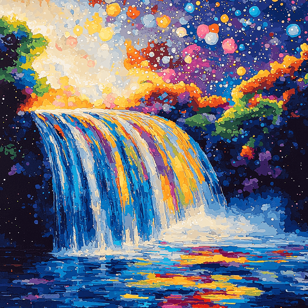 Georges Seurat Inspired Cosmic Cascade Paint By Color