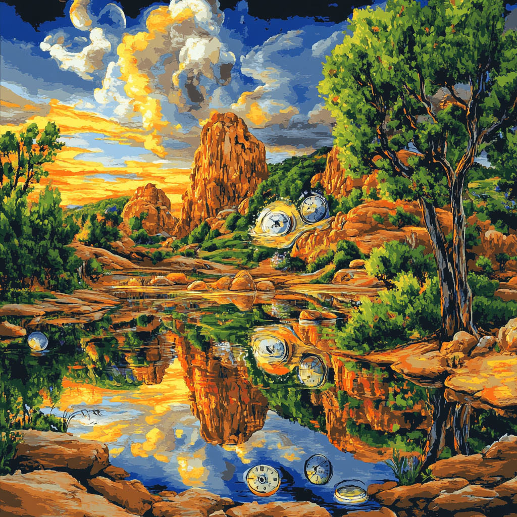 Dali Inspired Surreal Reflections paint by number