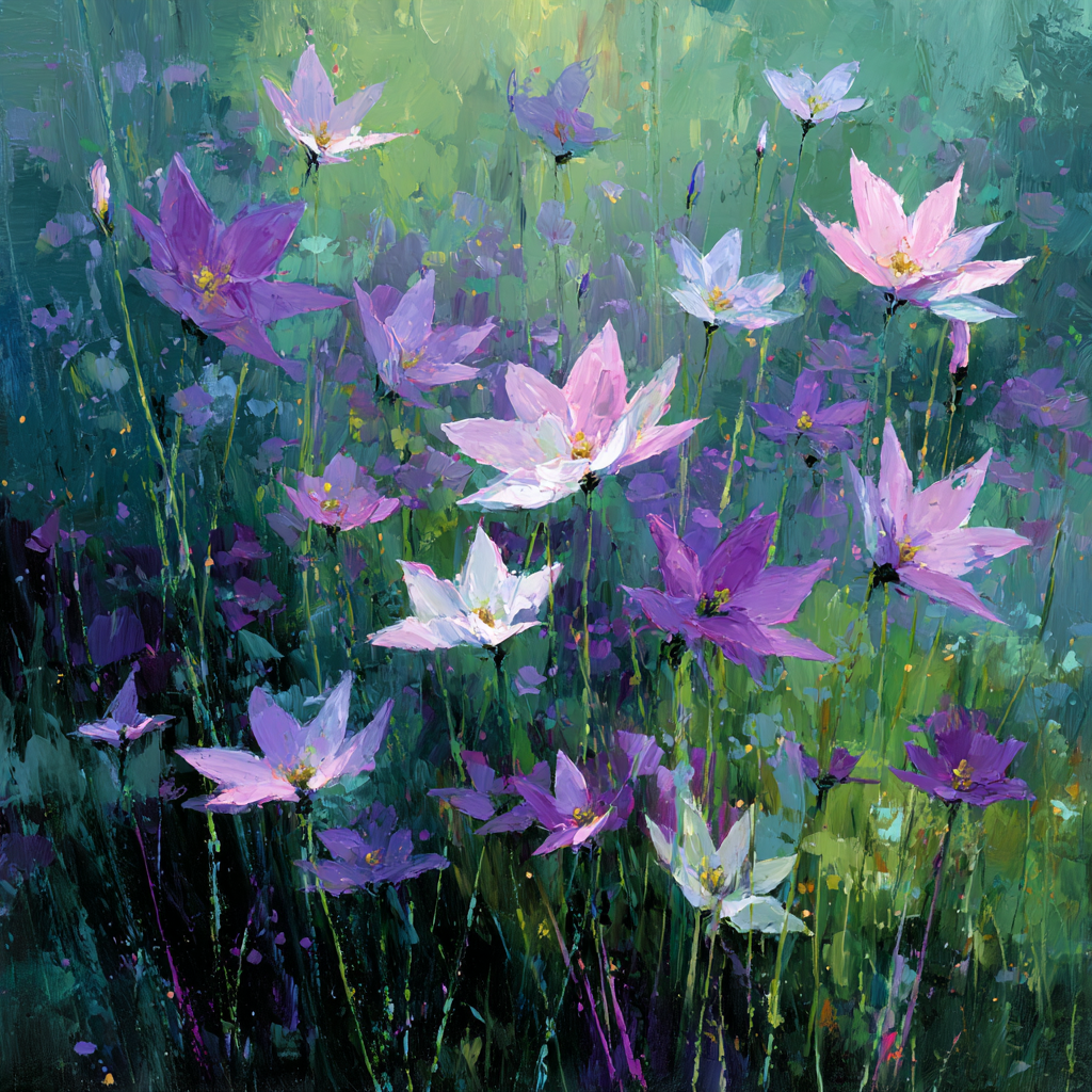 Leonardo Da Vinci Inspired Starflower Meadow paint by numbers